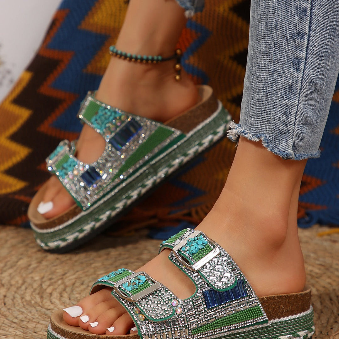 Damen Bequeme Zier-Sandalen mit modischem Schmuckbesatz und ergonomischem Fußbett