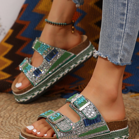 Damen Bequeme Zier-Sandalen mit modischem Schmuckbesatz und ergonomischem Fußbett