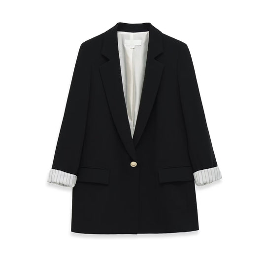 Damen Longline-Blazer mit aufgesetzten Pattentaschen und umgeschlagenen Ärmelaufschlägen Nord Taschen