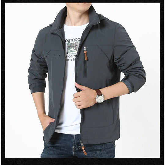 Herren Leichte Softshell-Outdoorjacke mit Kapuze, wind- und wasserabweisender Shell und Multifunktions‑Taschen Nord Taschen