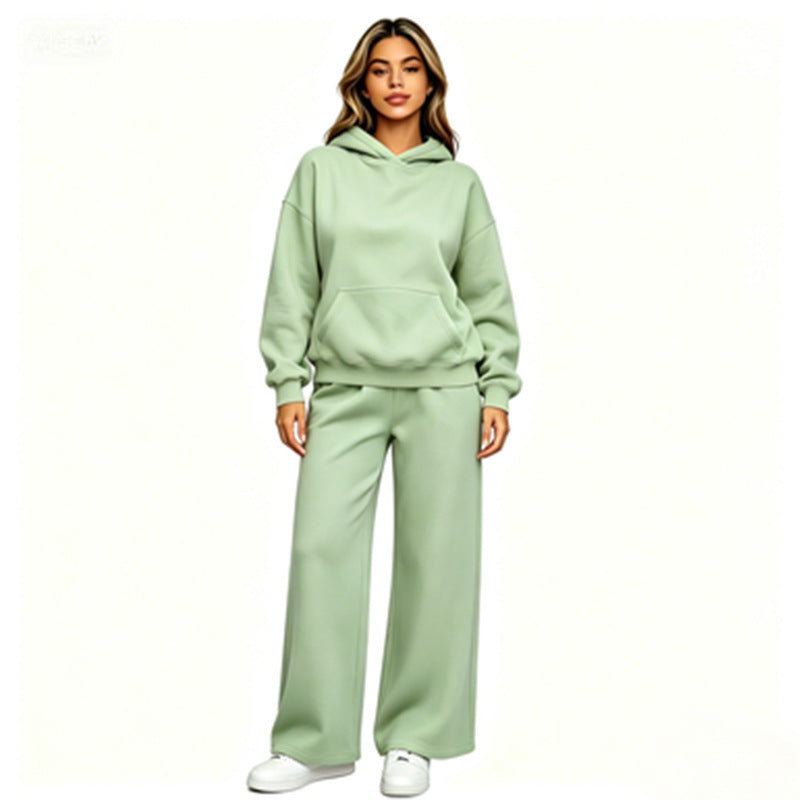 Damen Lässiger Kapuzenpullover mit weiten Hosen Nord Taschen