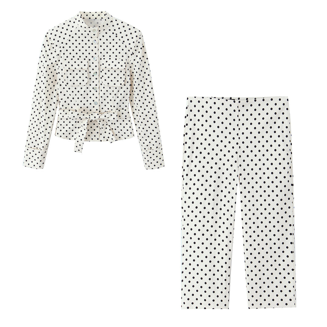 Damen Cropped-Palazzohose mit hoher Taille, weitem Bein und Punktemuster Nord Taschen