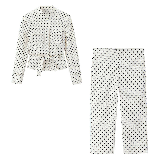 Damen Cropped-Palazzohose mit hoher Taille, weitem Bein und Punktemuster Nord Taschen
