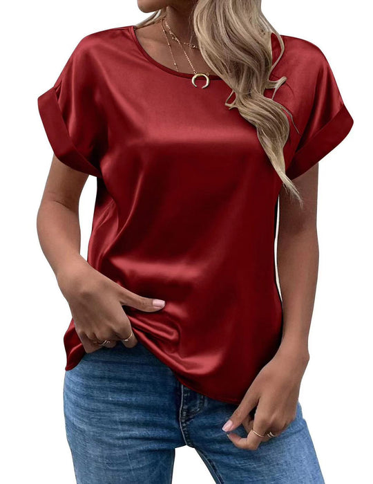 Damen Satin T-Shirt mit elegante Details