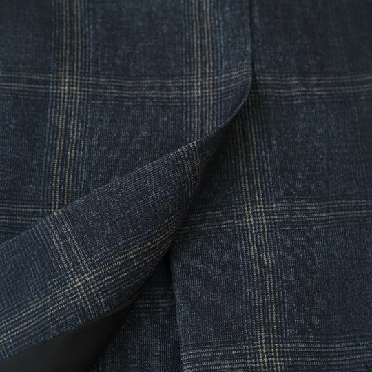 Damen Gerade geschnittener Glencheck-Blazer mit Stehkragen und Pattentaschen Nord Taschen