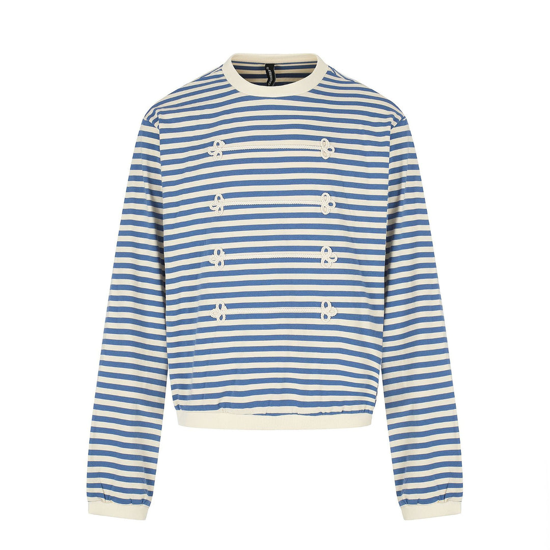 Damen maritimes Streifen-Sweatshirt mit Zierkordeln Nord Taschen