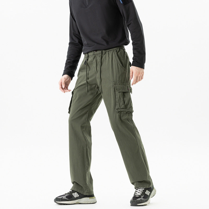 Herren Militärisch inspirierte Cargohose mit elastischem Tunnelzugbund, Klapp- und Reißverschlusstaschen Nord Taschen