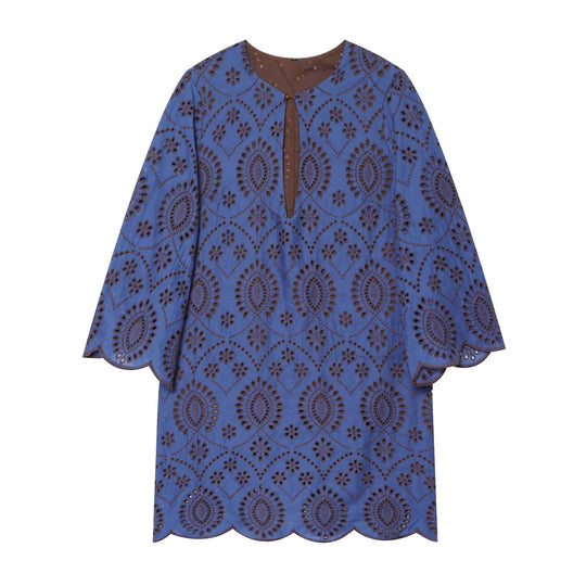 Damen Bestickte Broderie-Anglaise Tunika mit Ajour-Details Nord Taschen