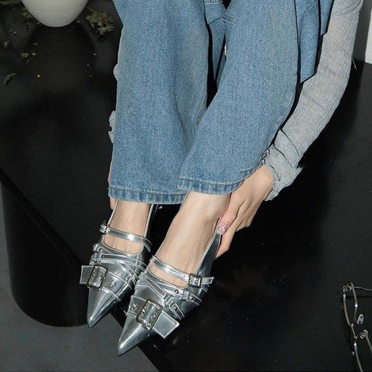 Damen elegante Sling-Pumps mit modischer Schnallenverzierung