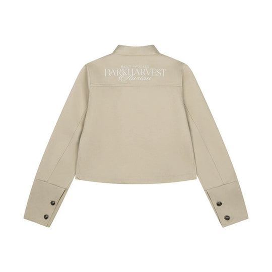 Damen kurze taillierte Militärjacke mit Stehkragen, Zierknopfreihen und Zwei‑Wege‑Reißverschluss Nord Taschen