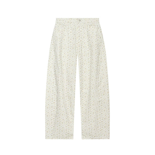 Damen Weite High‑Waist‑Hose mit zartem Blumenprint und geradem Bein Nord Taschen