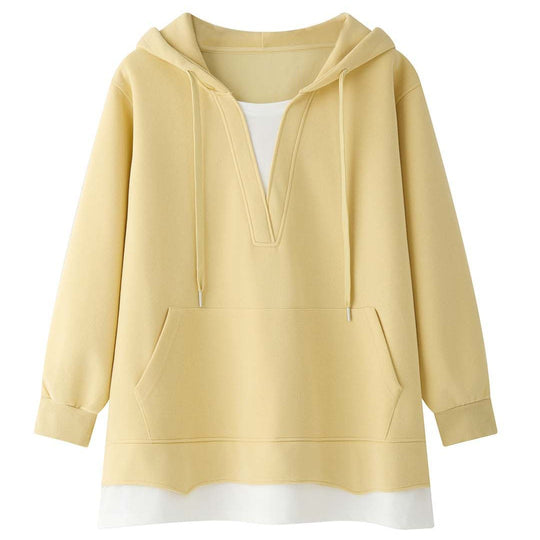 Damen Oversize-Hoodie mit V‑Ausschnitt und Kängurutasche Nord Taschen