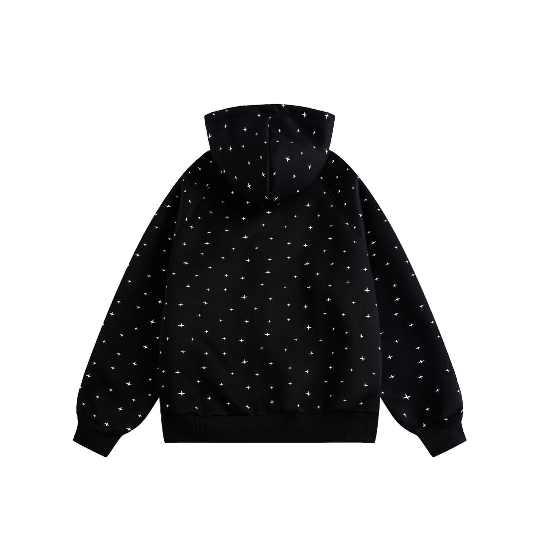 Unisex Oversize-Kapuzenjacke mit Sternchen-Print und durchgehendem Reißverschluss Nord Taschen