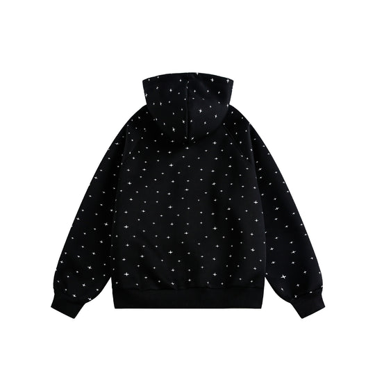 Unisex Oversize-Kapuzenjacke mit Sternchen-Print und durchgehendem Reißverschluss Nord Taschen