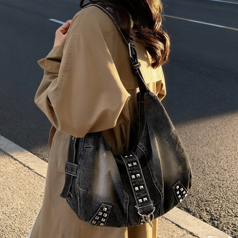 Damen lässige Denim Hobo-Tasche mit modischen Details Nord Taschen