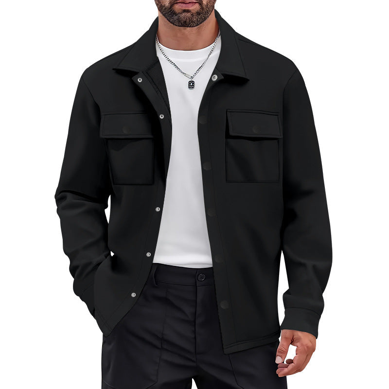 Herren vielseitige Flanelljacke mit aufgesetzten Taschen und modernem Schnitt