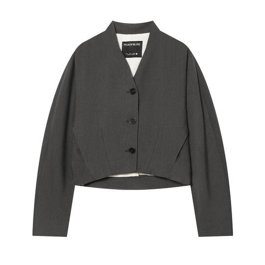 Damen Cropped-Blazer mit kastiger Silhouette und tiefem V-Ausschnitt Nord Taschen