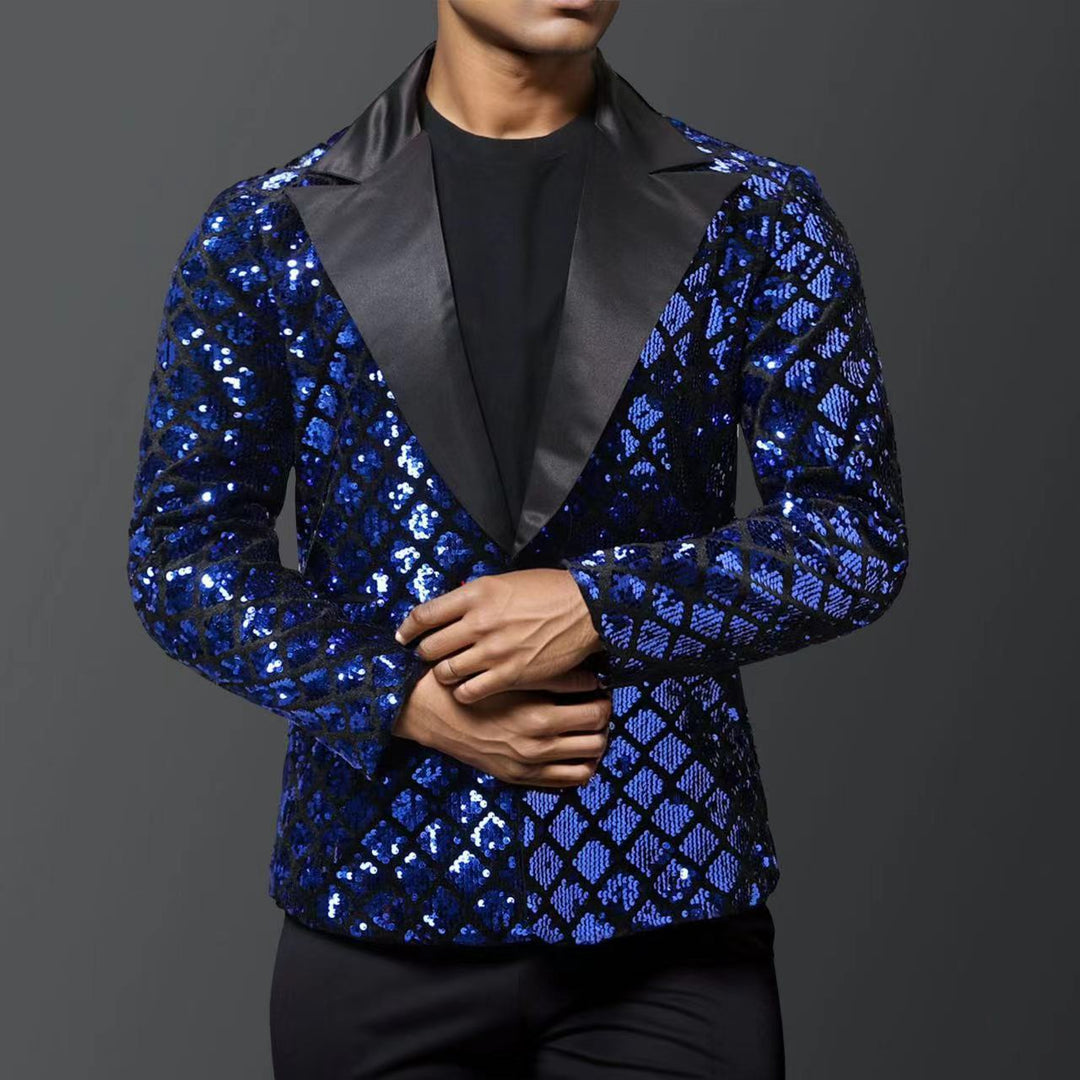 Herren glitzernder Smokingblazer mit luxuriösen Paillettenmustern