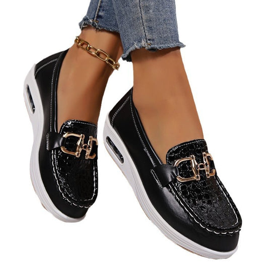 Damen  modische Plateau Loafer mit gepolstertem Luftkissenfußbett und Krokoprägung Nord Taschen