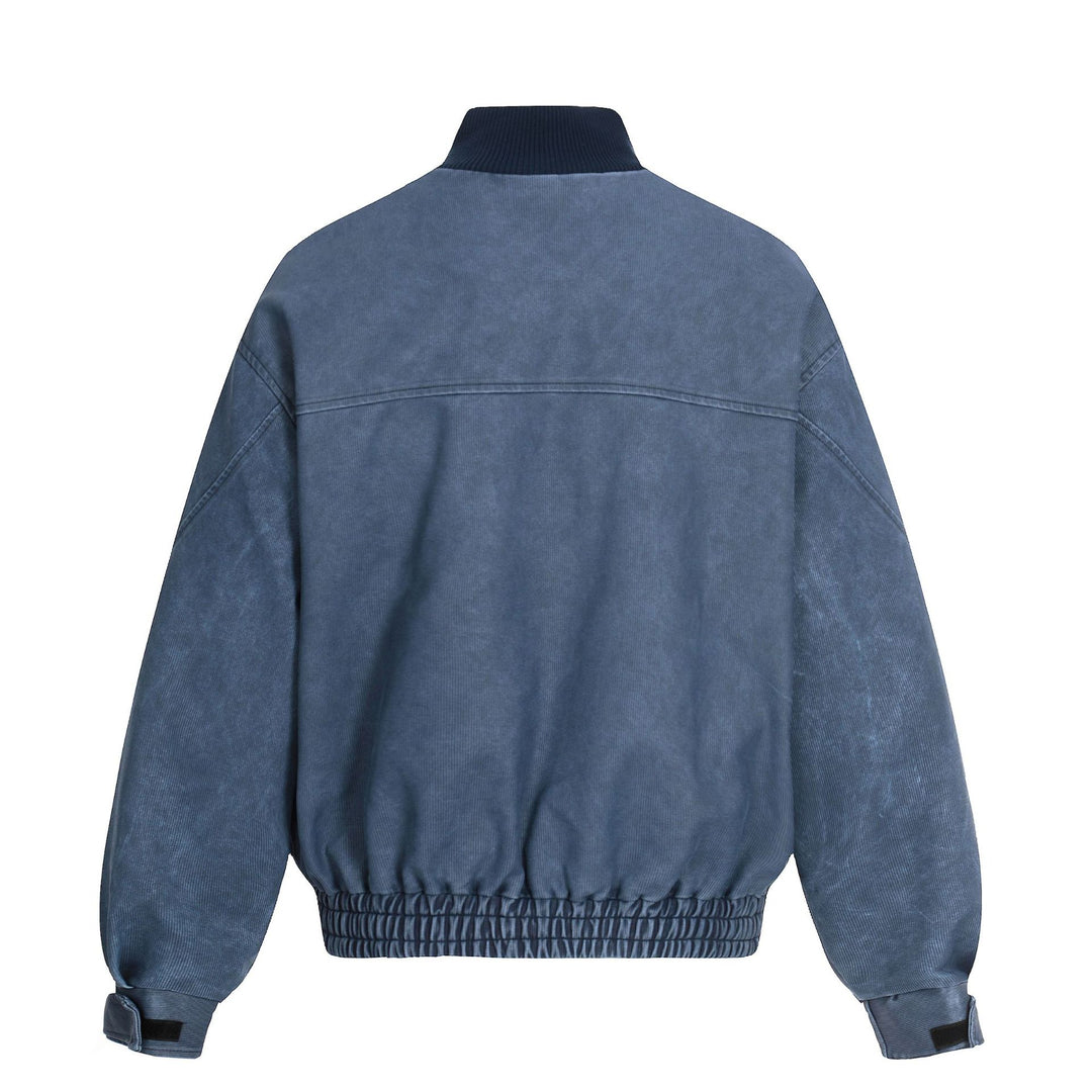 Herren Kurzboxy Blouson aus Cordstoff mit hohem Rippkragen und elastischem Saum Nord Taschen
