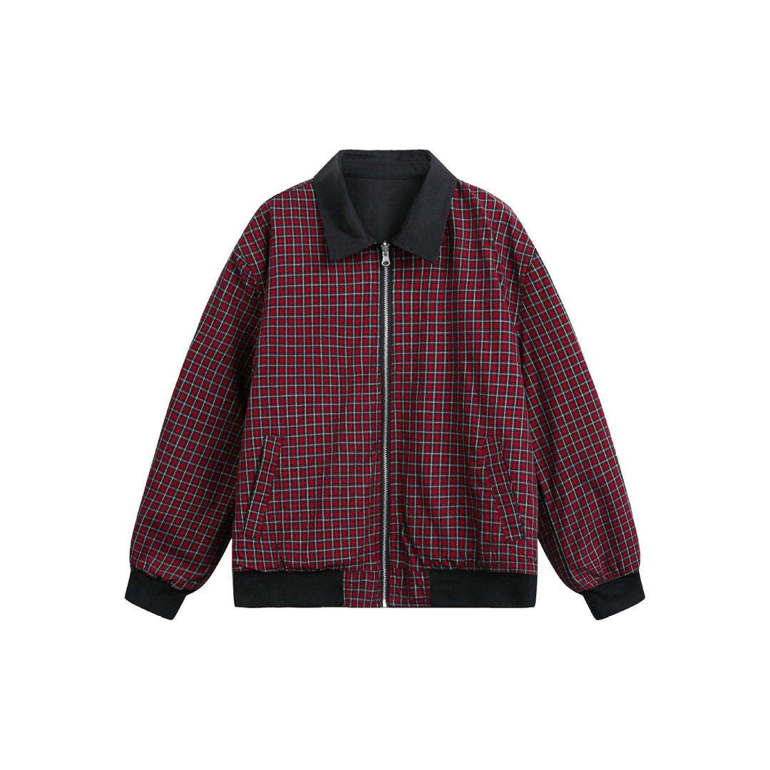 Unisex Wende‑Bomberjacke mit Karofutter, Reißverschluss und gerippten Bündchen Nord Taschen