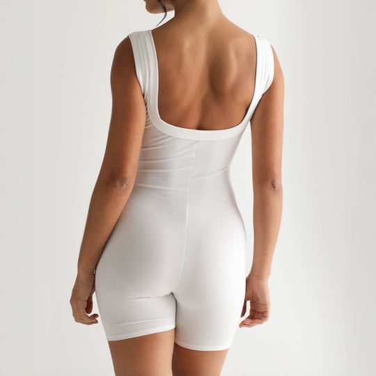Damen Figurbetontes Kurz-Jumpsuit aus elastischem Material