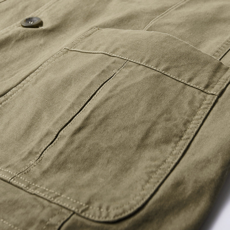 Herren  legeres Baumwoll-Twill Sakko mit aufgesetzten Taschen und gestreiftem Innenfutter Nord Taschen