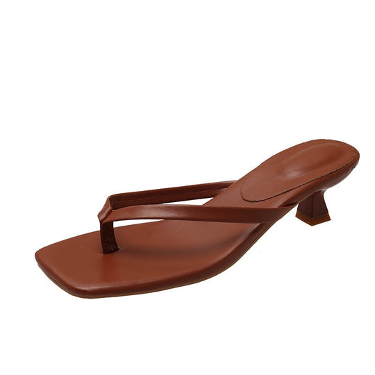 Damen Minimalistische Zehentrenner-Sandalen mit elegantem Absatz
