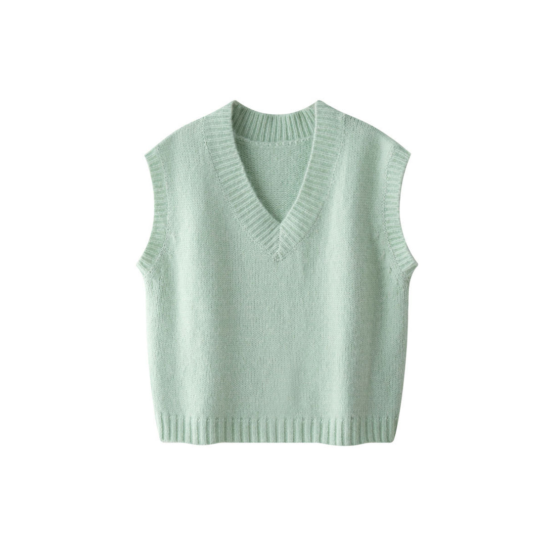 Damen Weite Flauschige V‑Neck Strickweste im Mohair‑Look Nord Taschen