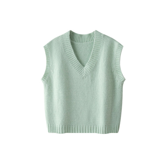 Damen Weite Flauschige V‑Neck Strickweste im Mohair‑Look Nord Taschen