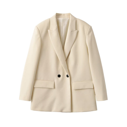 Damen Longline-Blazer mit verlängertem Schnitt, Doppelknopf und Pattentaschen Nord Taschen