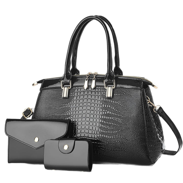 Damen elegante Handtasche mit abnehmbarem Geldbeutel und Krokodilprägung Nord Taschen