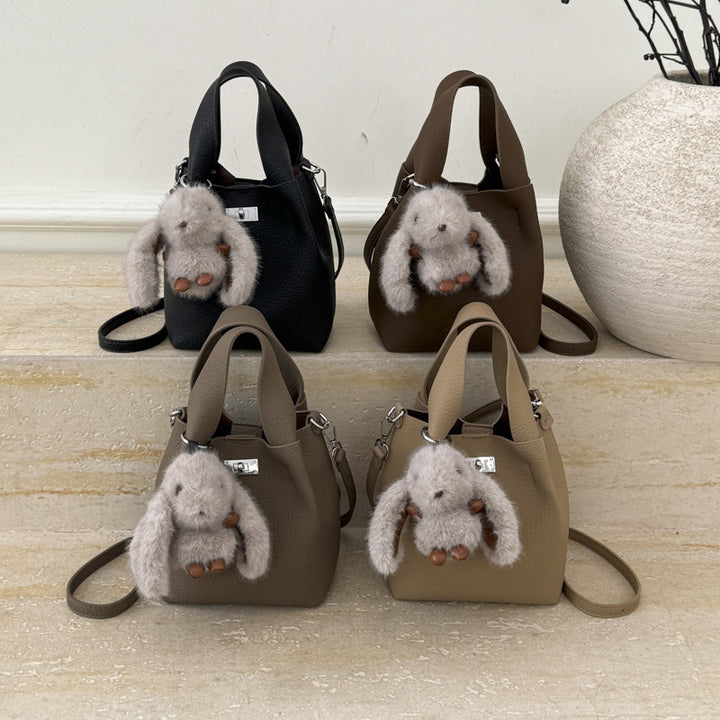 Damen Mini-Handtasche mit abnehmbarem Plüschanhänger Nord Taschen