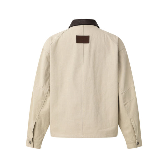 Herren Kurzjacke im Fieldstyle mit Cord‑Utilitytaschen und kontrastierendem Lederkragen Nord Taschen