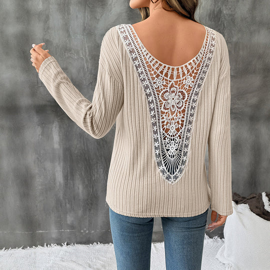 Damen Lässiger Rippstrickpullover Nord Taschen