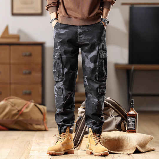 Herren Cargohose mit Gummibündchen und Camouflage-Utility-Design Nord Taschen