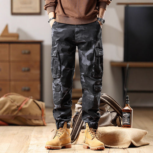 Herren Cargohose mit Gummibündchen und Camouflage-Utility-Design Nord Taschen