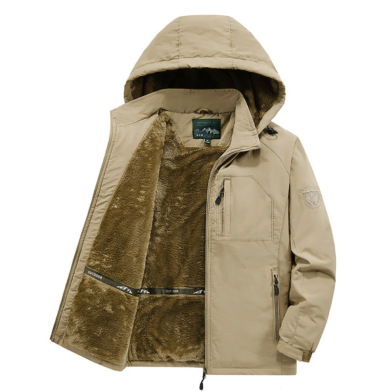 Herren Modische Winterjacke mit Fleece-Futter und Kapuze Nord Taschen