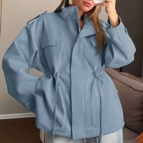 Damen Kurzparka mit hohem Stehkragen, Tunnelzug und Mehrfachtaschen Nord Taschen