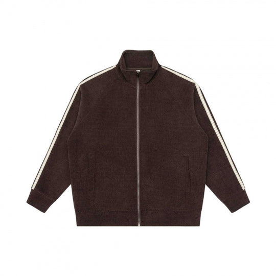 Unisex Oversize-Teddyfleece-Zippjacke mit Stehkragen und Kontraststreifen Nord Taschen