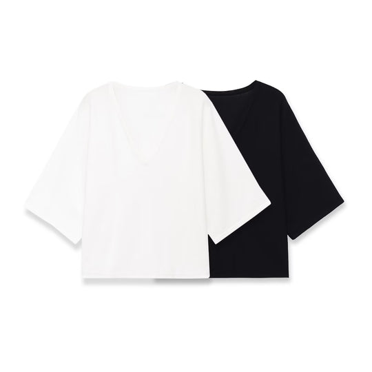 Damen Oversize V-Ausschnitt-Top mit Kimonoärmeln Nord Taschen