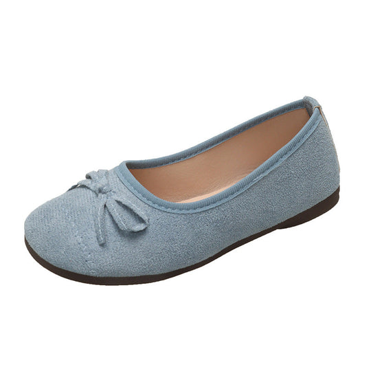 Damen Ballerina-Schuhe mit zierlichem Schleifenakzent und eleganter Oberfläche