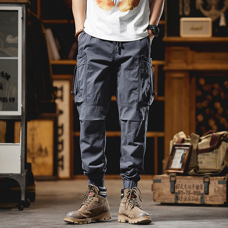 Herren Militärisch inspirierte Cargohose mit elastischem Tunnelzugbund, Klapp- und Reißverschlusstaschen Nord Taschen
