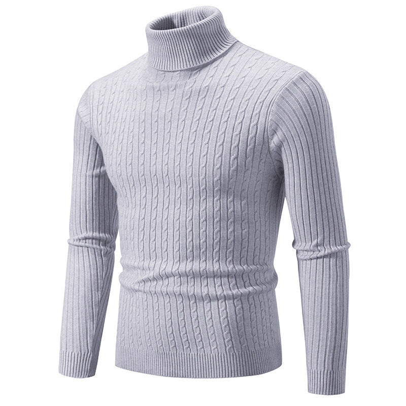 Herren Rollkragenpullover mit Zopfstrick und schlanker Passform Nord Taschen