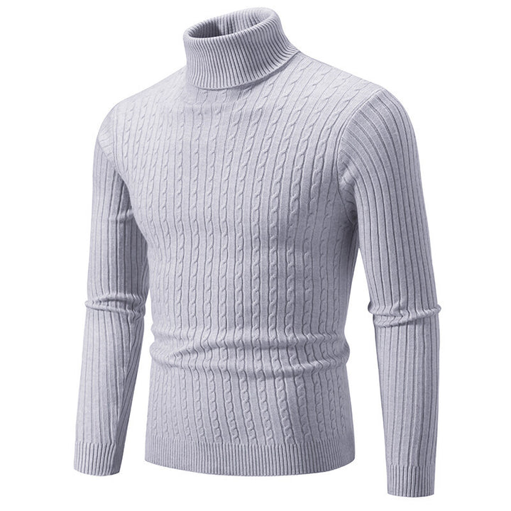 Herren Rollkragenpullover mit Zopfstrick und schlanker Passform Nord Taschen