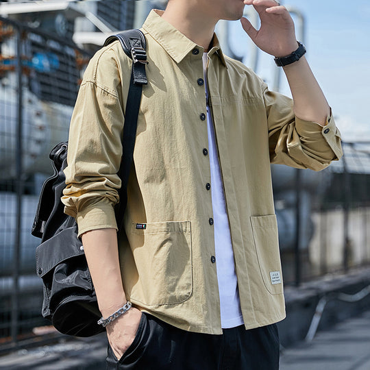 Herren Overshirt im leichten Canvas‑Utility‑Style mit Hemdkragen und aufgesetzten Taschen Nord Taschen