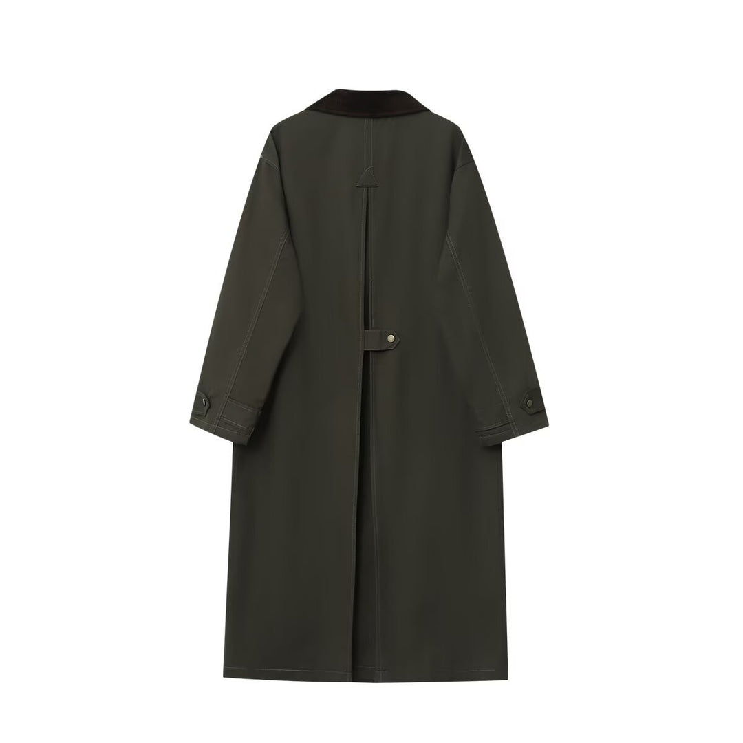 Damen langer wasserdichter Parka-Mantel mit Cordkragen und Druckknopfleiste Nord Taschen