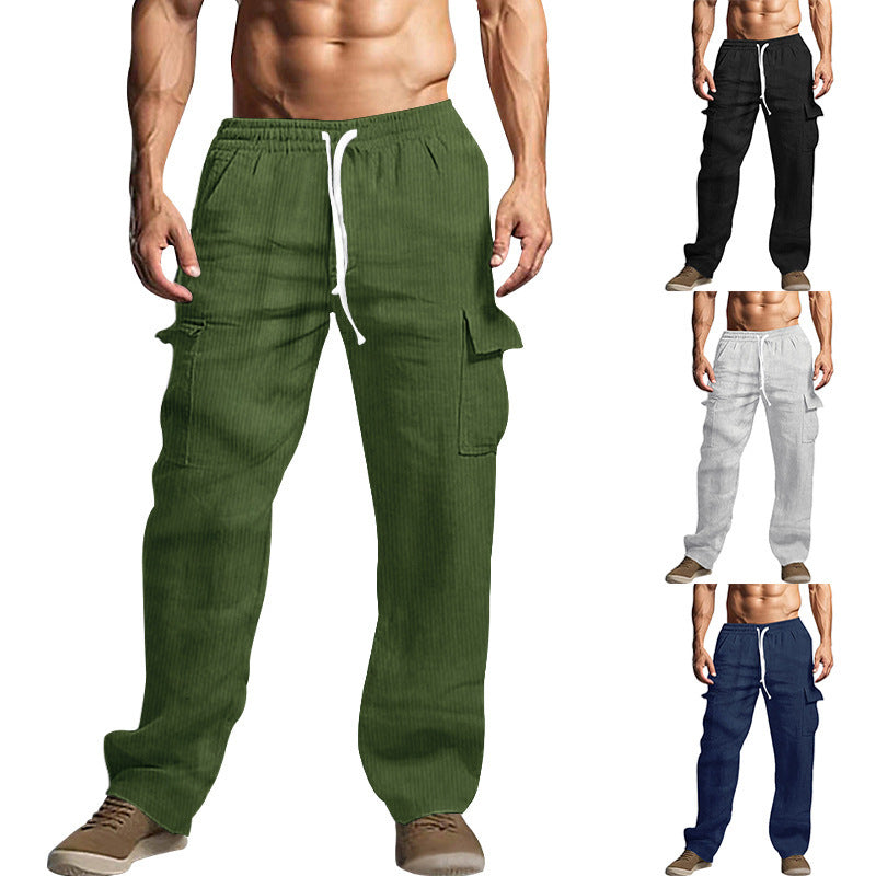 Herren Cordhose im Cargo-Stil mit Kordelzug und aufgesetzten Taschen Nord Taschen