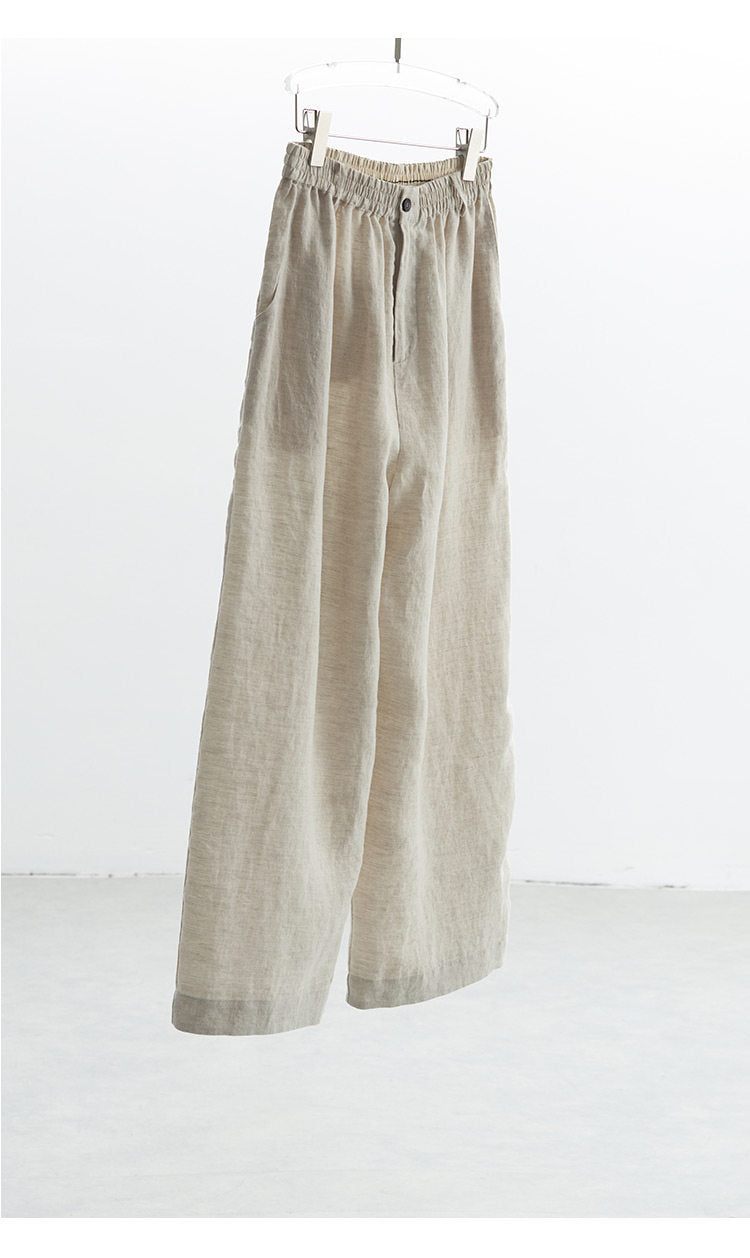 Damen Weit geschnittene Leinenhose Nord Taschen