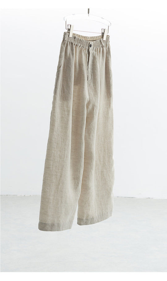 Damen Weit geschnittene Leinenhose Nord Taschen
